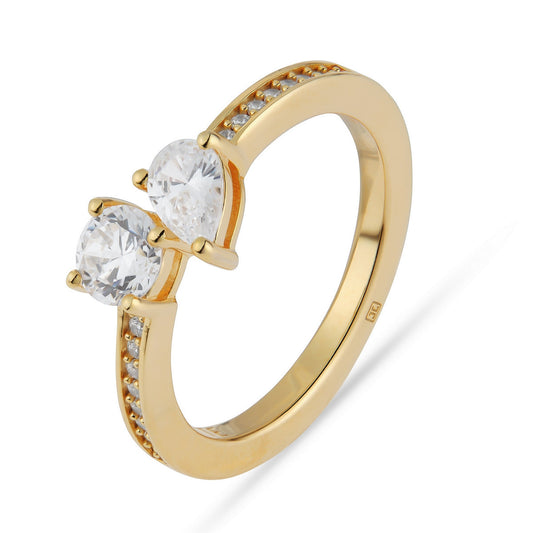jette ring silver 925 yellow gold plate with cubic zirconia size55