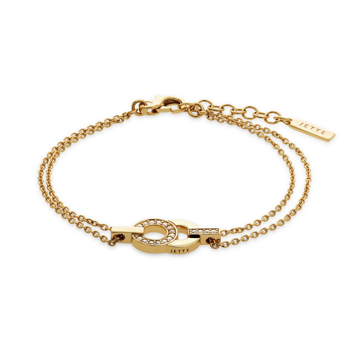 jette bracelet silver 925 yellow gold plate with cubic zirconia 17+3cm