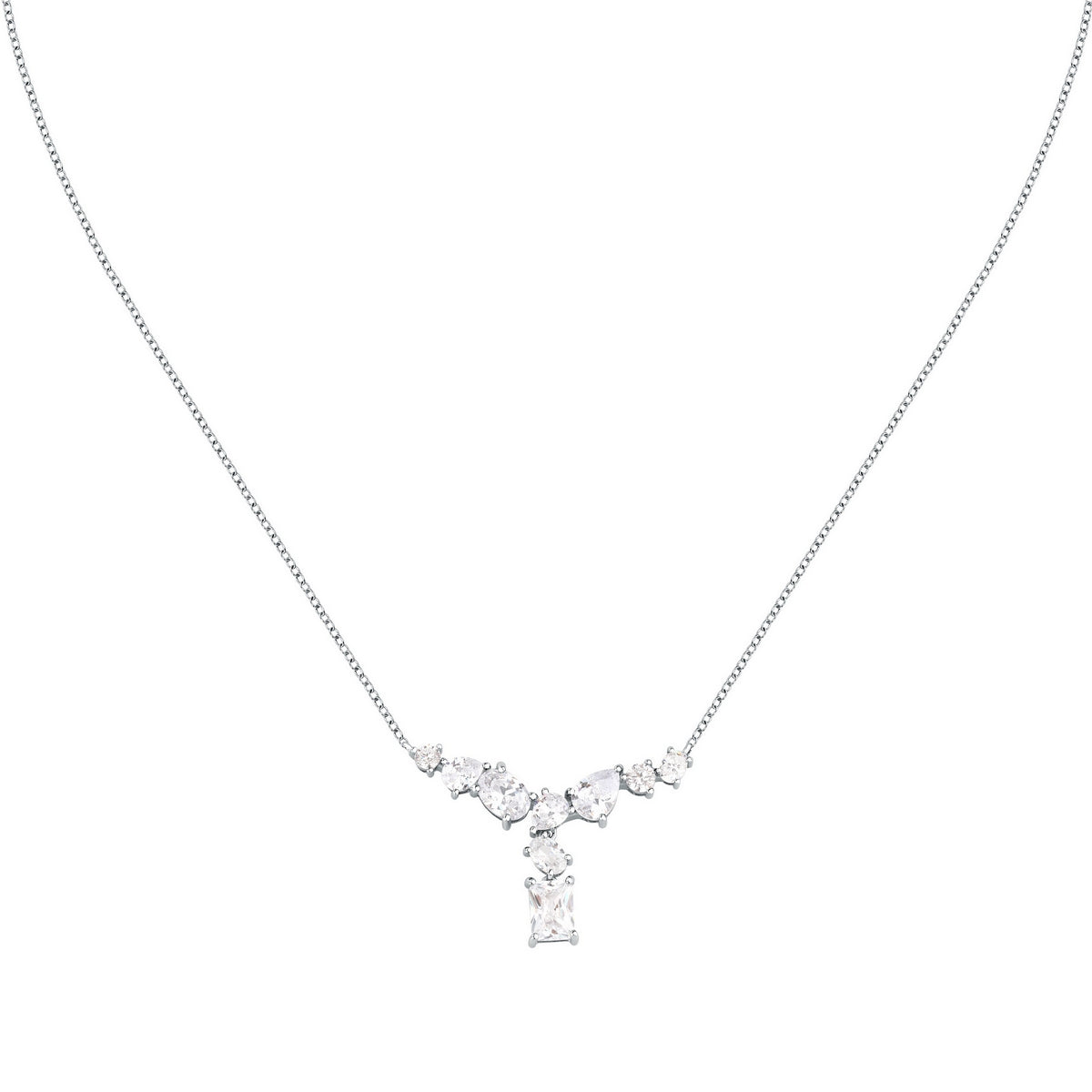 morellato silver riflessi necklace s925 rhodium cz white 40+5cm