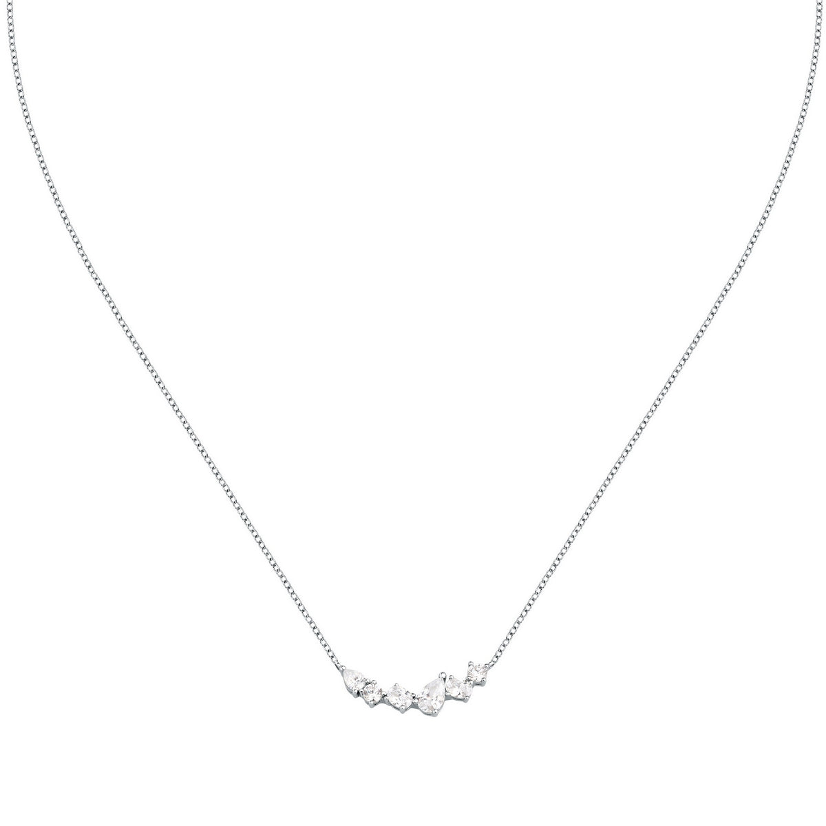 morellato silver riflessi necklace s925 rhodium cz white 40+5cm