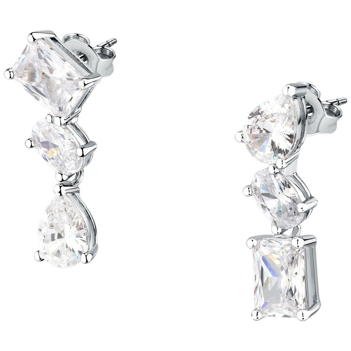 morellato silver rifle stainless steel earrings s925 rhodium cz white 2cm