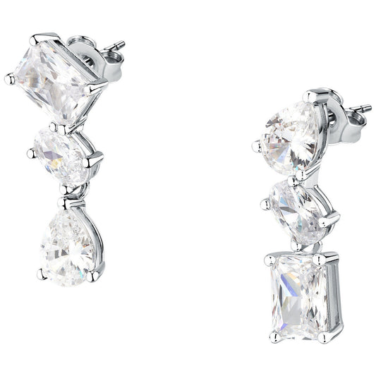 morellato silver rifle stainless steel earrings s925 rhodium cz white 2cm