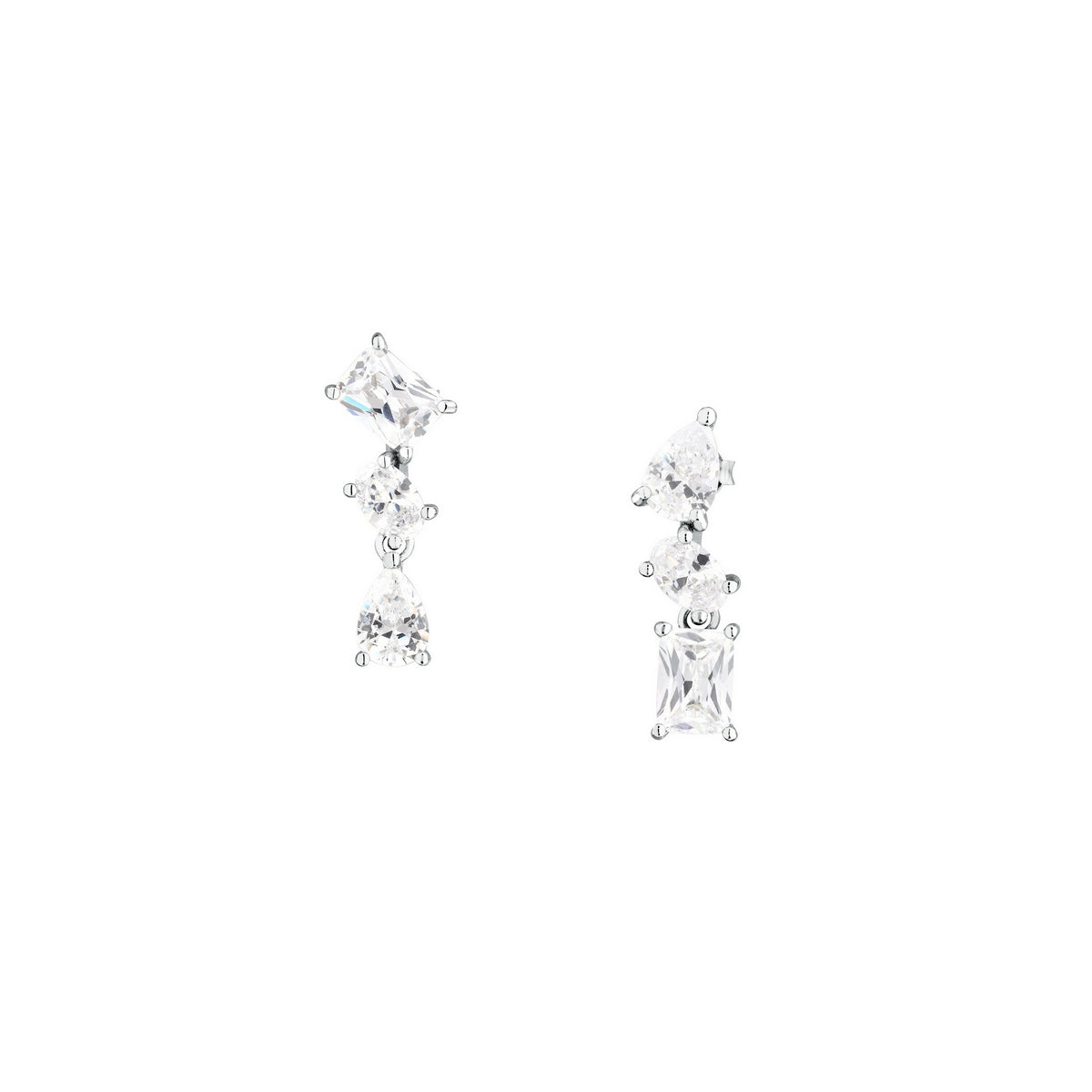 morellato silver rifle stainless steel earrings s925 rhodium cz white 2cm