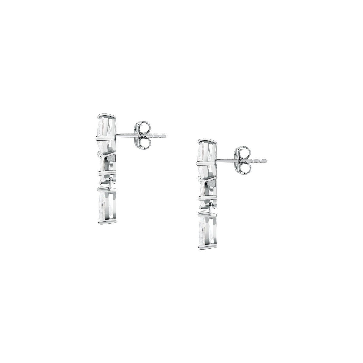 morellato silver rifle stainless steel earrings s925 rhodium cz white 2cm
