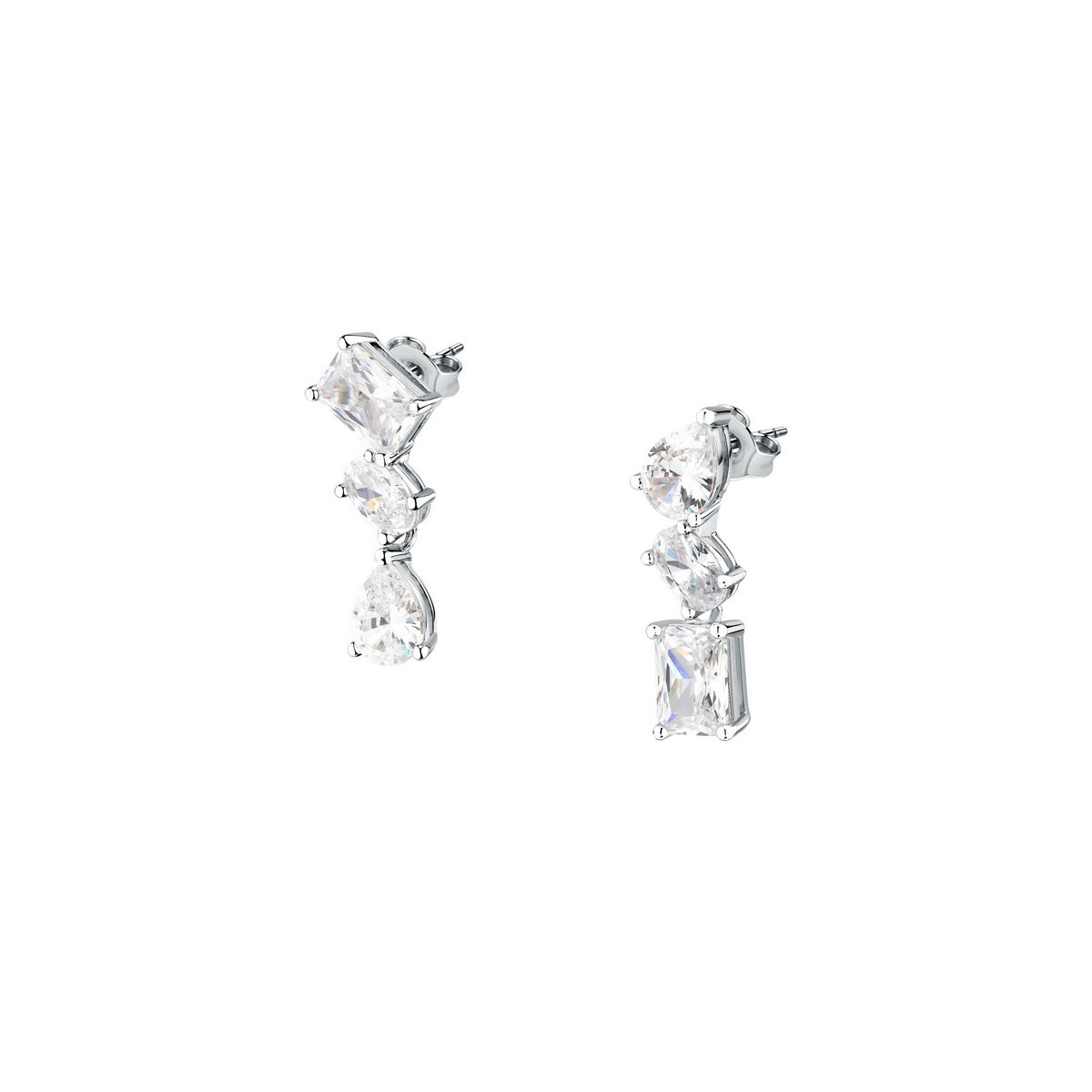 morellato silver rifle stainless steel earrings s925 rhodium cz white 2cm