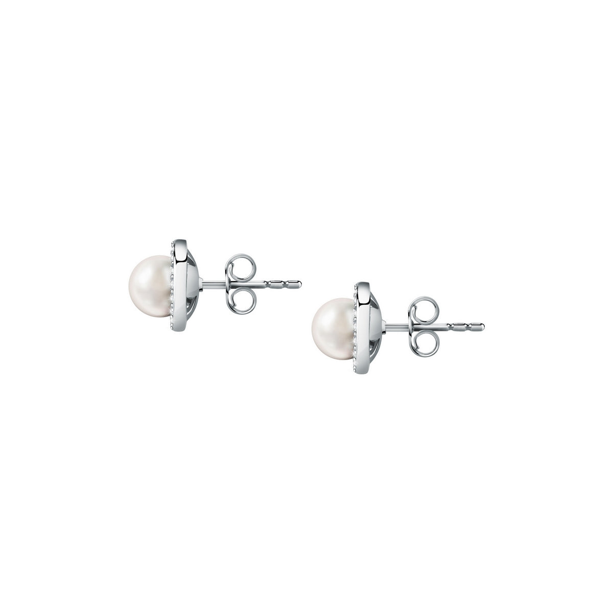 perla earrings with cz+6mm 925 pearl