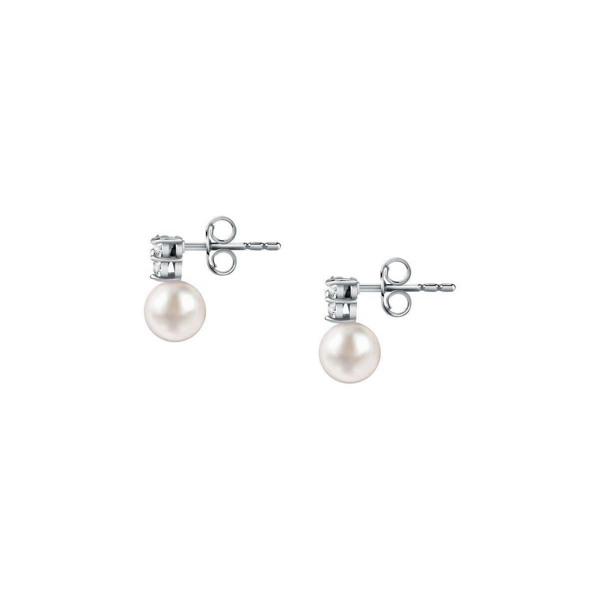 perla earrings with cz+7mm 925 pearl