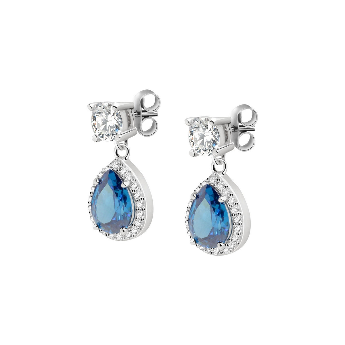 tesori silver earrings white+blue cz silver.925