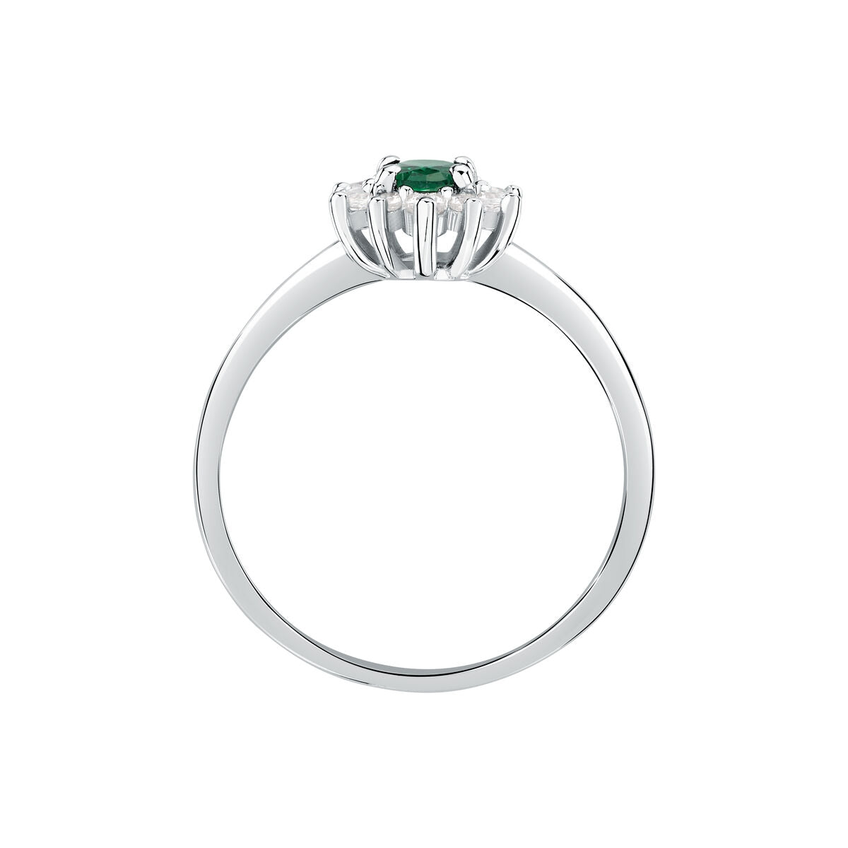 tesori ring 925 silver white with emerald center cz 140n+