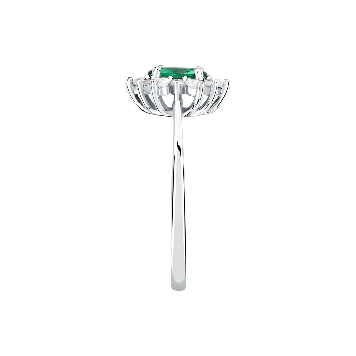 tesori ring 925 silver white with emerald center cz 140n+