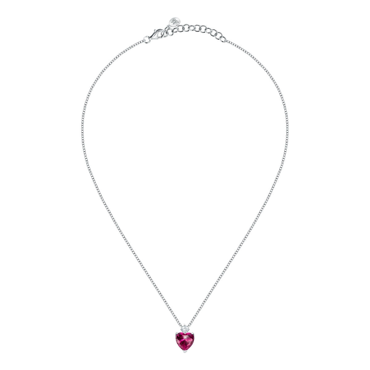 tesori pendant 925 silver large ruby heart cz 38+4cm