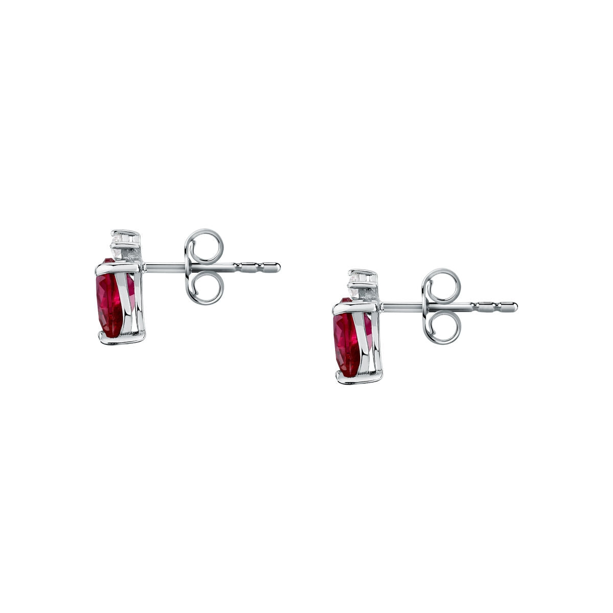 tesori stud earrings 925 silver ruby heart cz