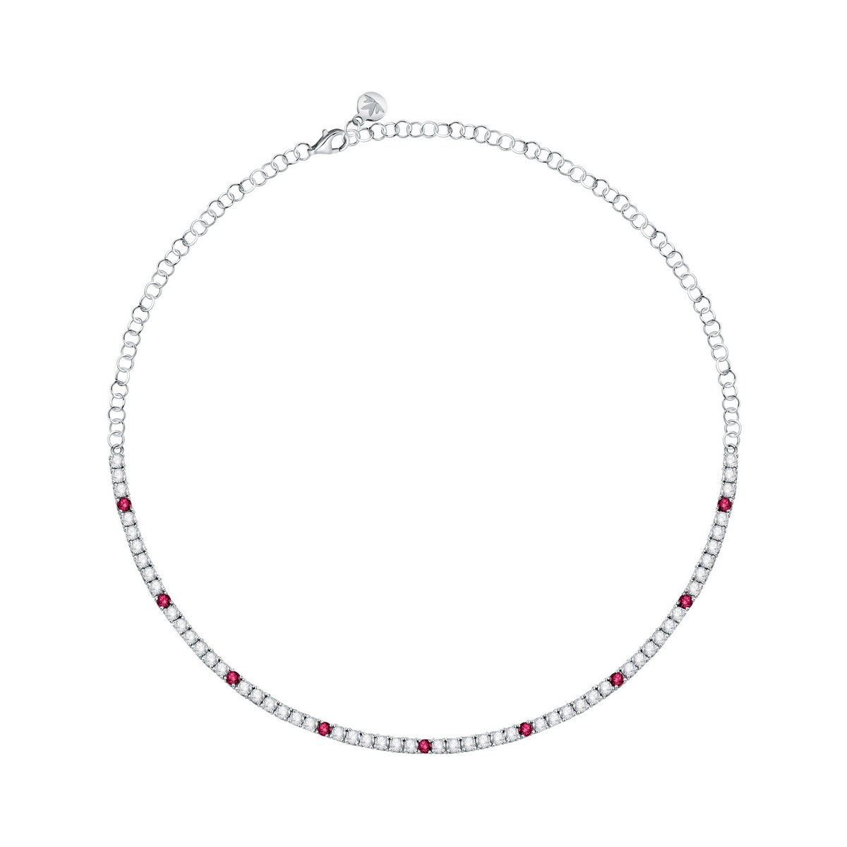 tesori necklace tennis silver 925 rh cz red+w 38+4cm