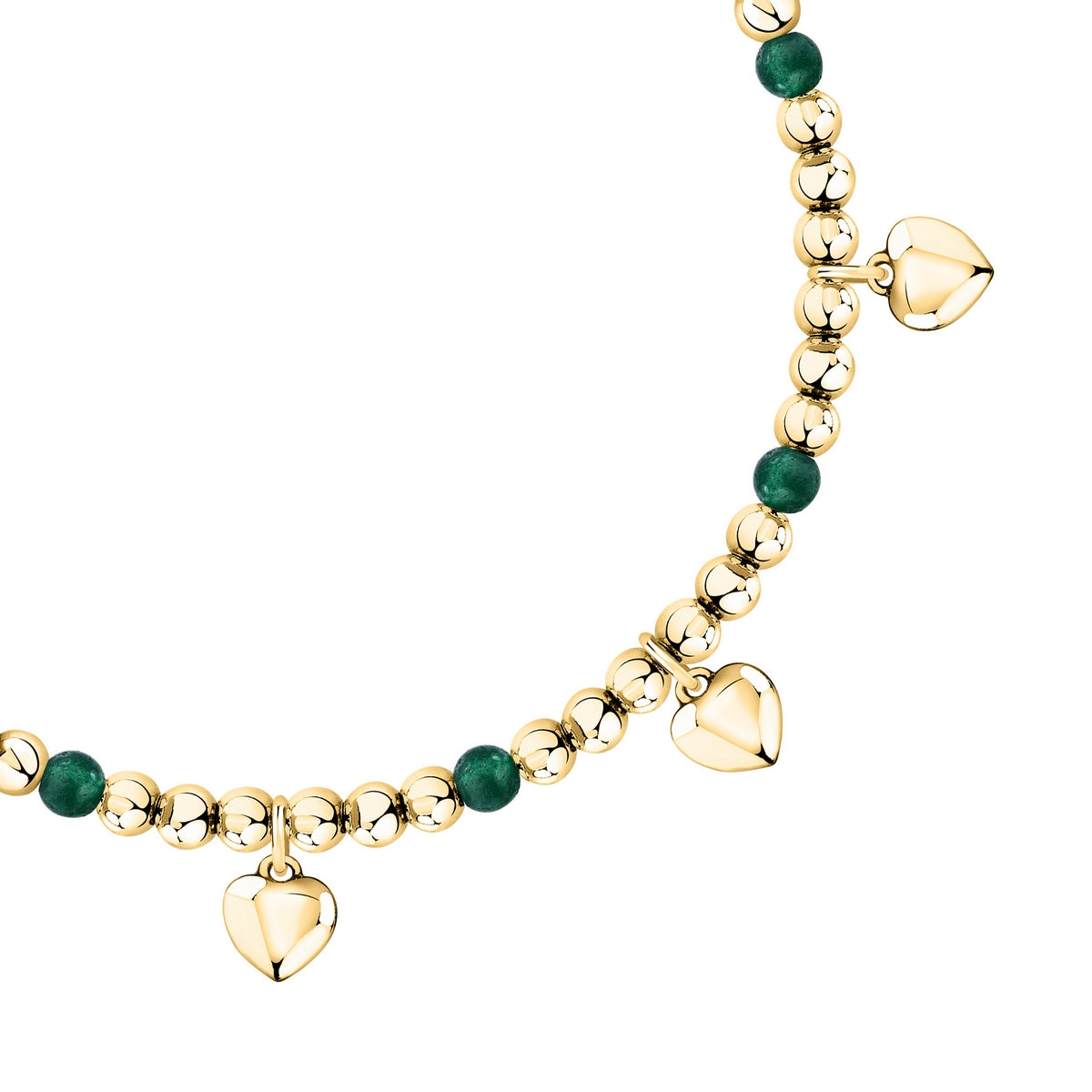 talismani bracelet heart steel yellow gold plated agat grn 16+3cm