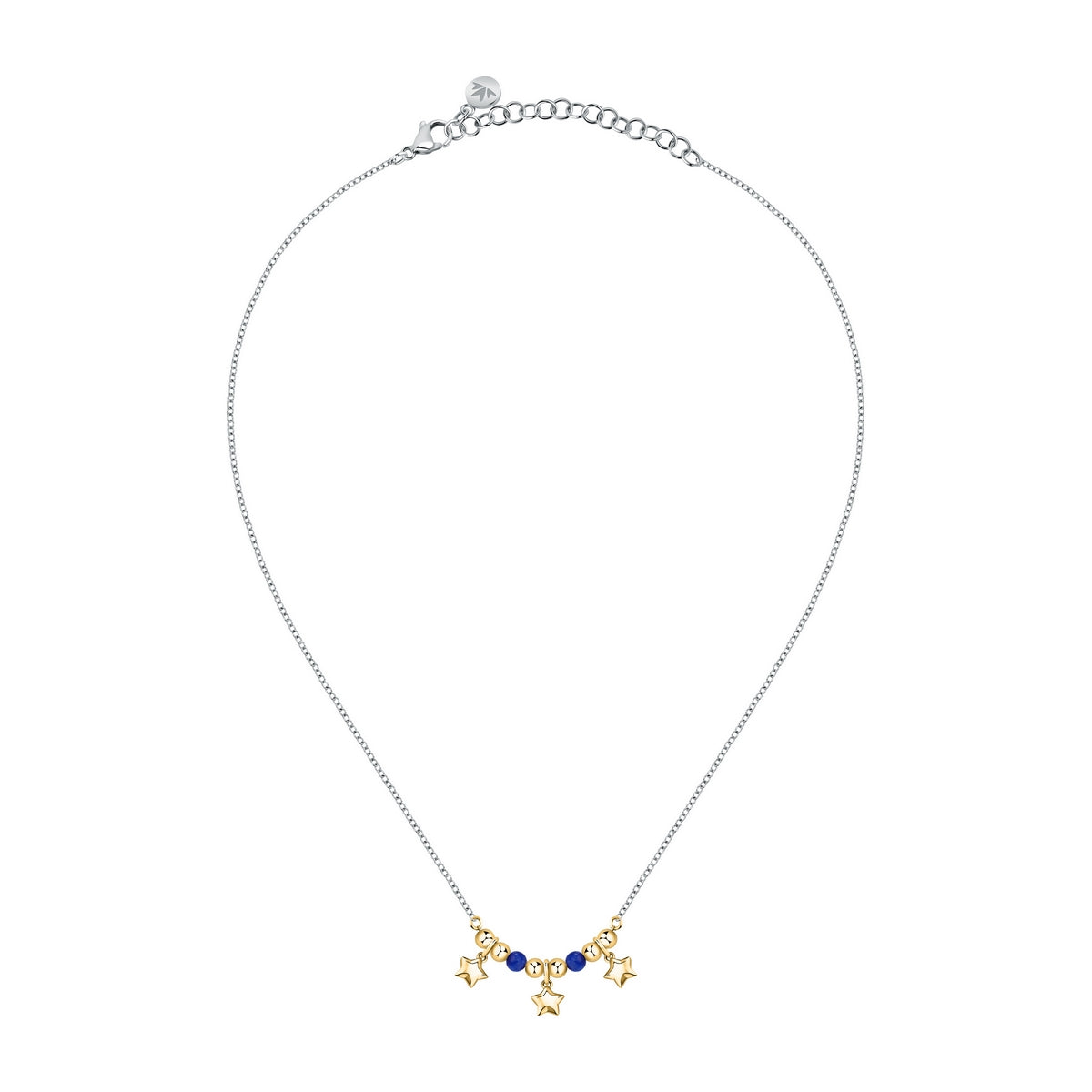 talismani necklace star steel&yellow gold plated agat blue 40+5cm