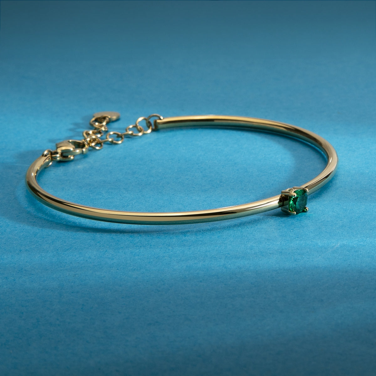 morellato 18k gold plated cerchi bangle stainless steel 6cm green cz