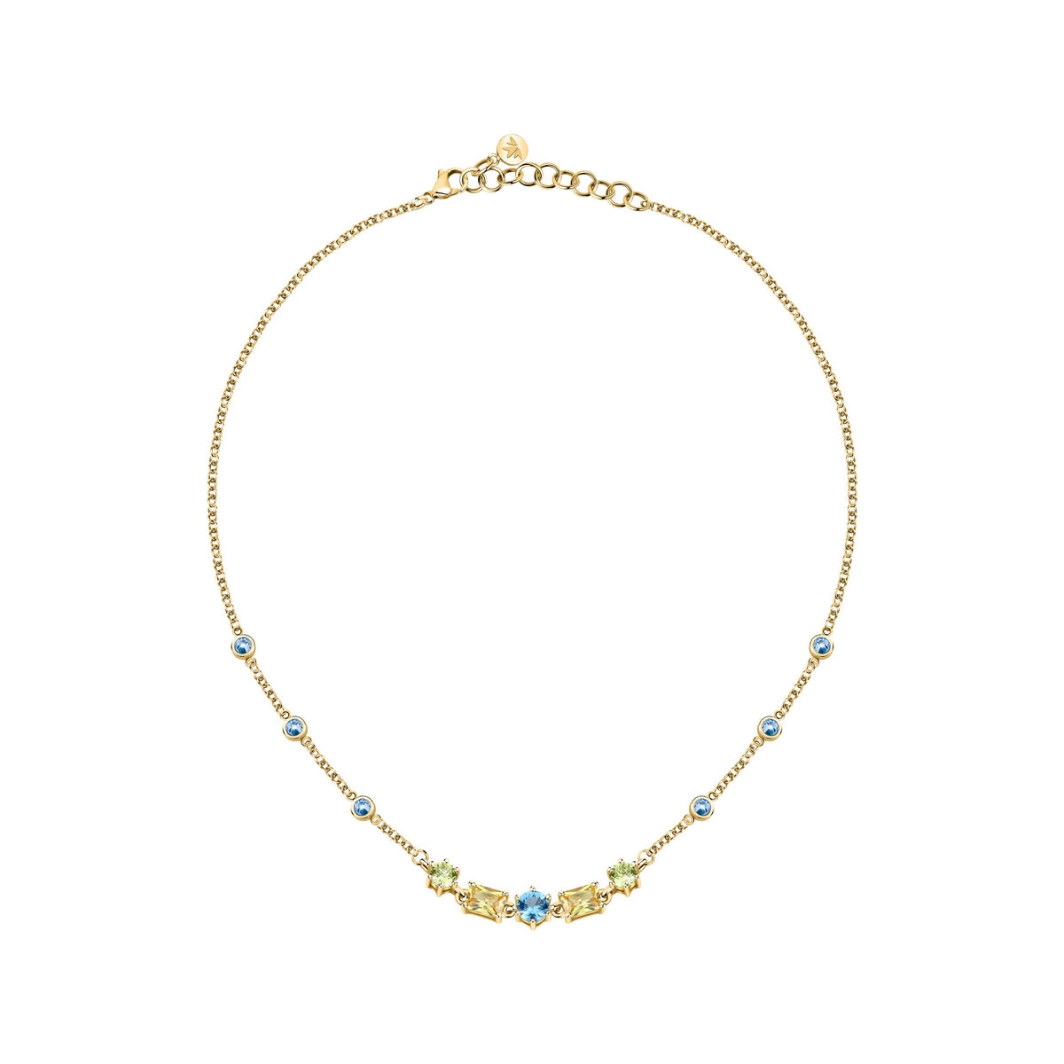 morellato 18k gold plated colori necklace 5 cz+6 crystals  38+7cm