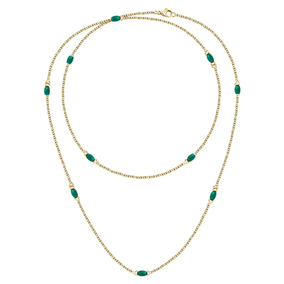 morellato 18k gold plated colori summer  necklace emer bead 90cm