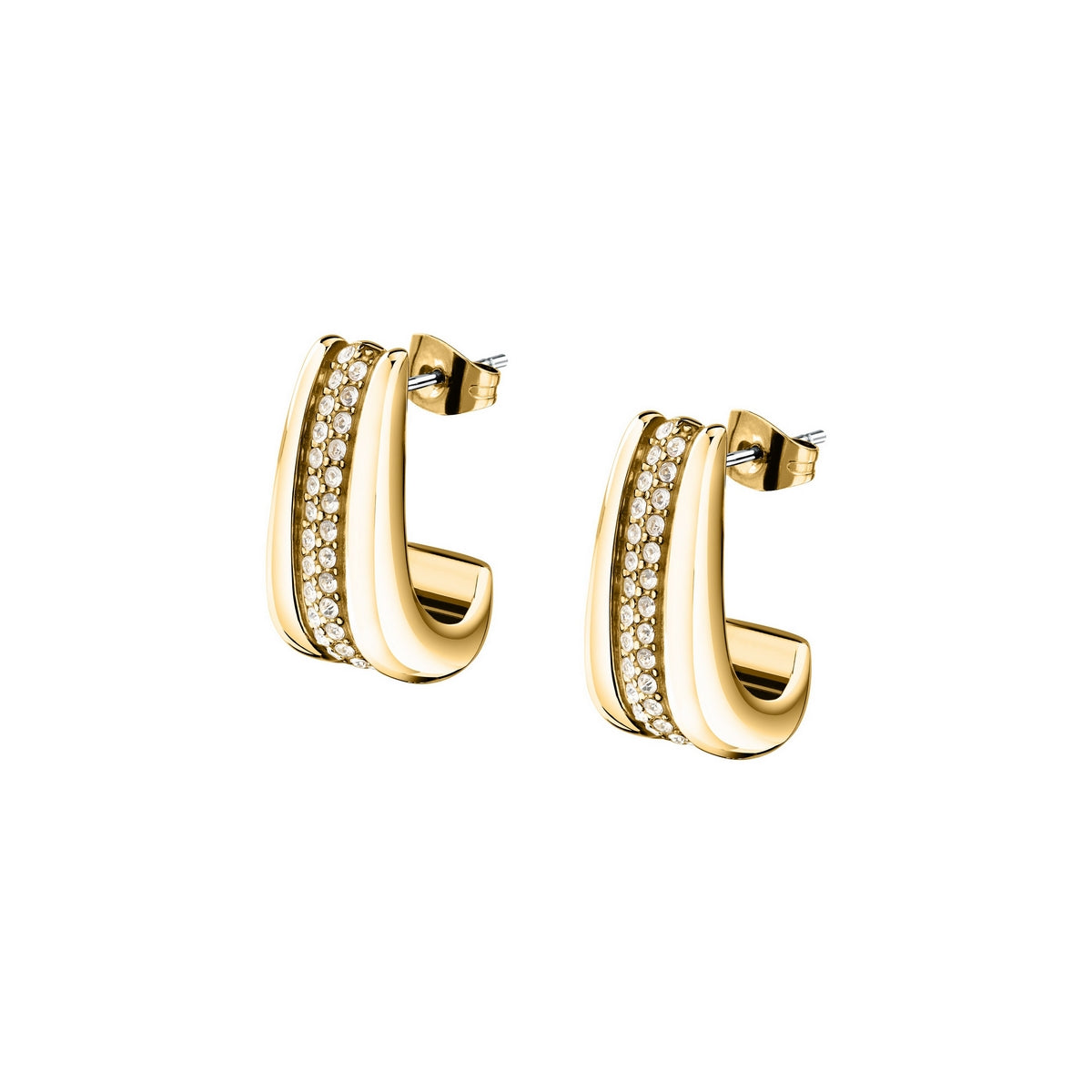 morellato 18k gold plated vintage bold earrings stainless steel gold plated crystal 2cm
