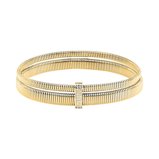 morellato 18k gold plated onda bangle ss yg cryst size s �5.5cm