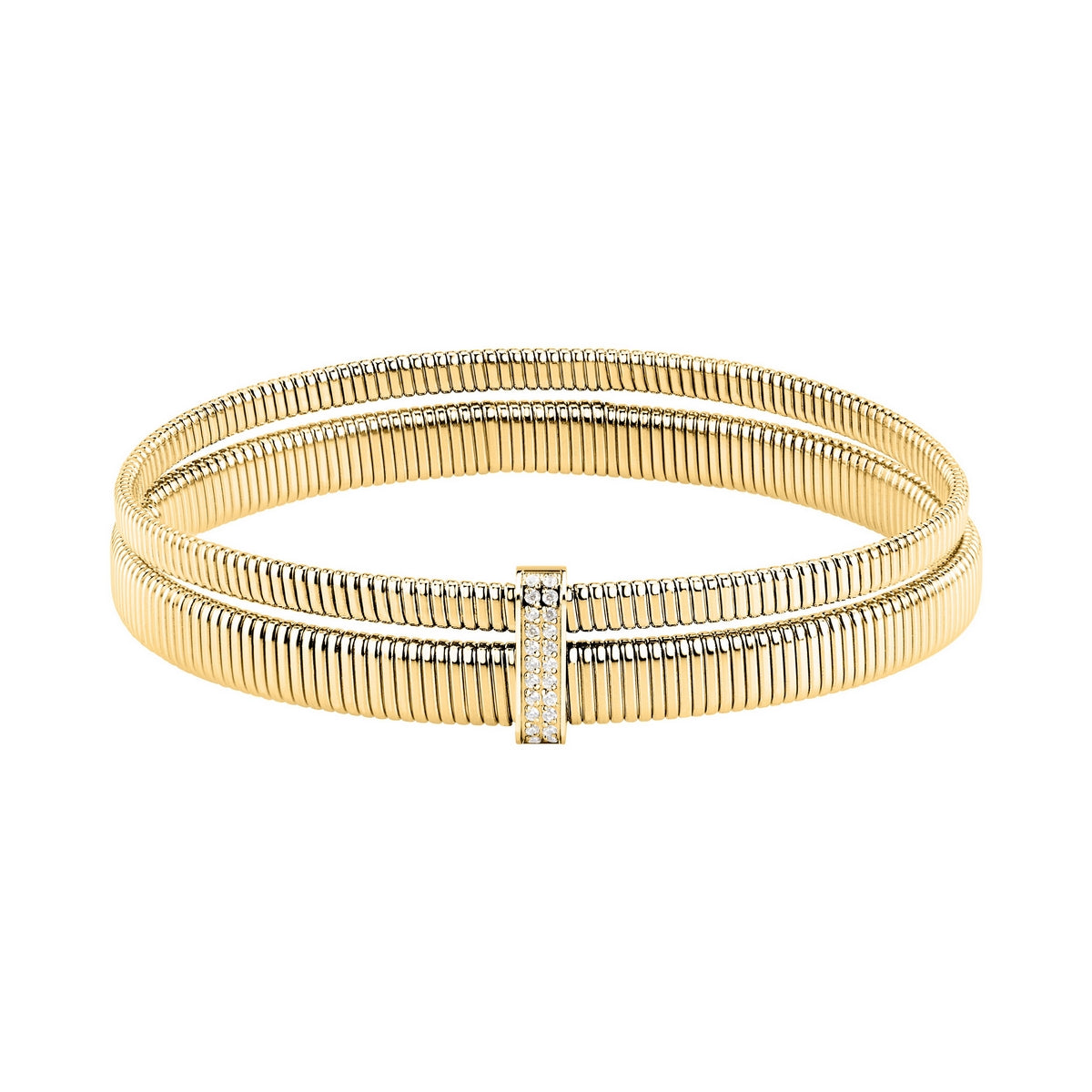 morellato 18k gold plated onda bangle ss yg crystal size m �6cm