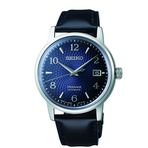 seiko presage cocktail time: 'old clock' 38.5mm 10 bar water resistant, calf
