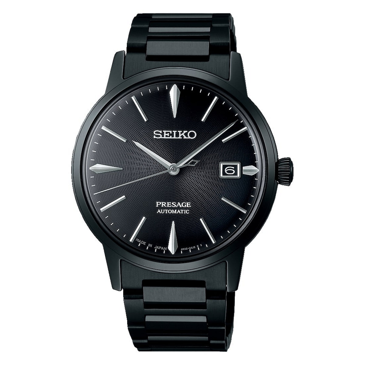 seiko presage cocktail time: �the black velvet� black ion plated watch