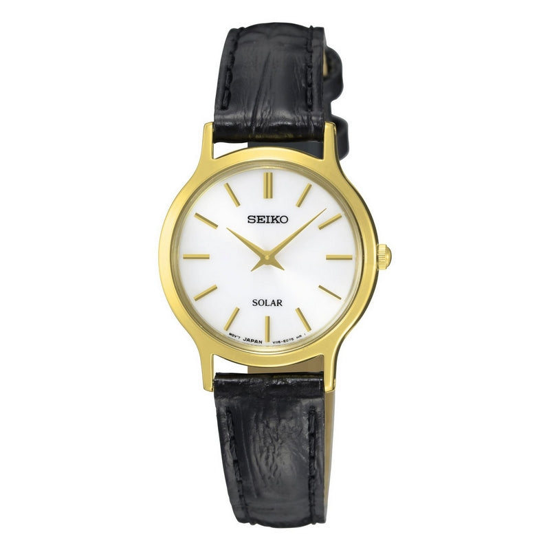 seiko solar ladies gold plated strap watch