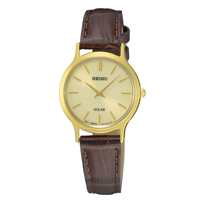 seiko solar ladies gold plated strap watch