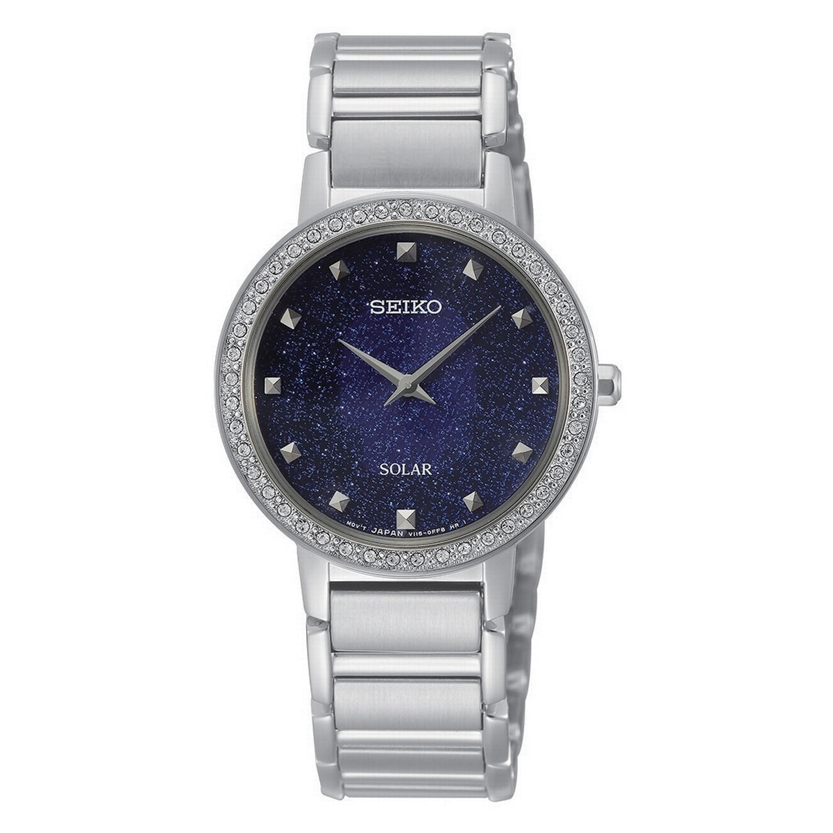 seiko solar ladies stainless steel blue dial bracelet watch