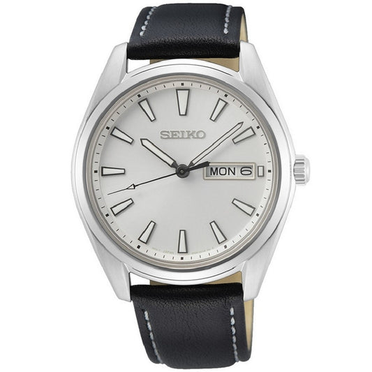 seiko gents white dial strap watch