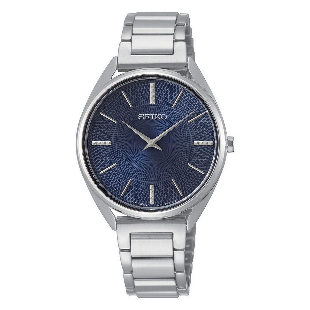 seiko quartz ladies stainless steel blue dial bracelet watch