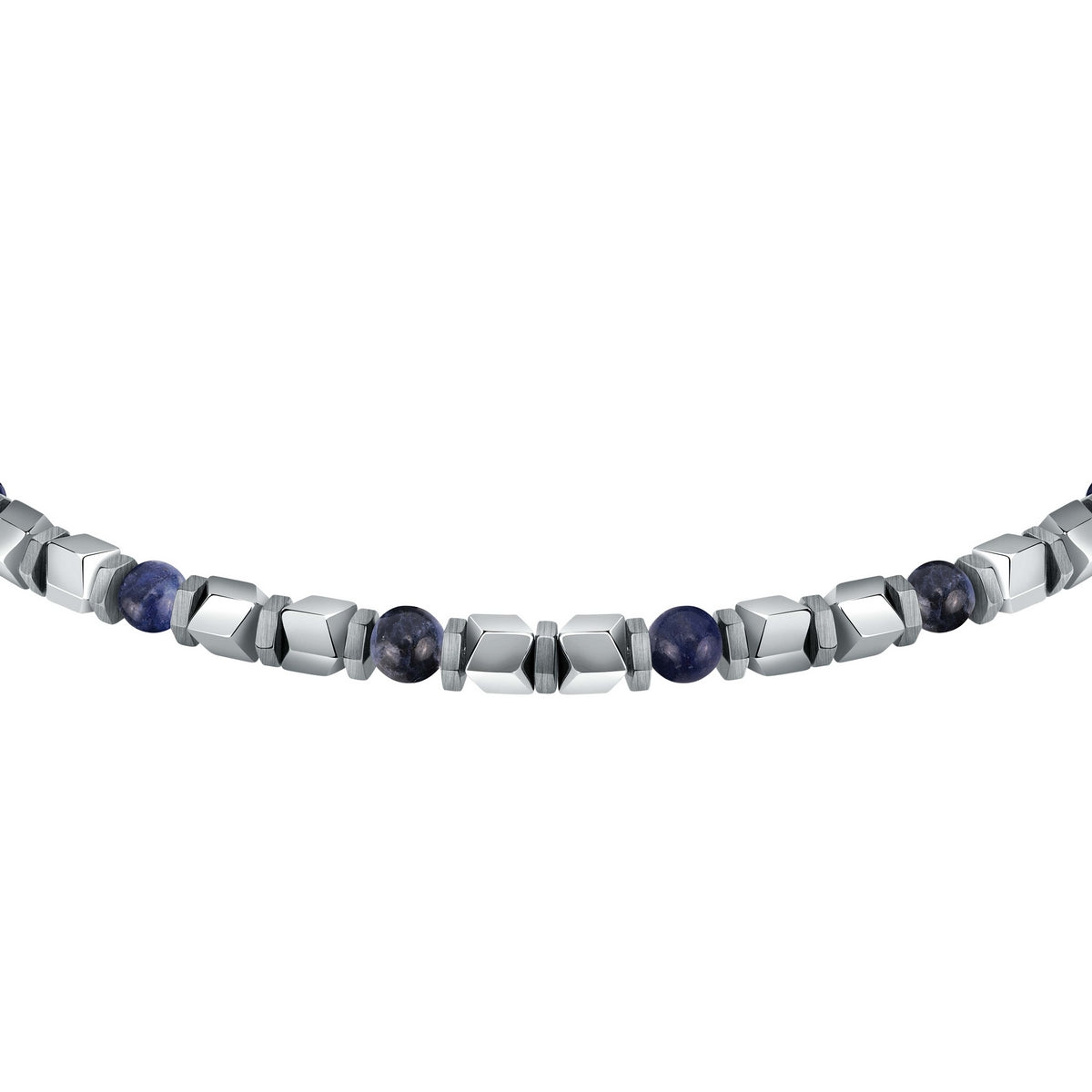 sector basic bracelet stainless steel silver hematite & blue lapis stones 21cm