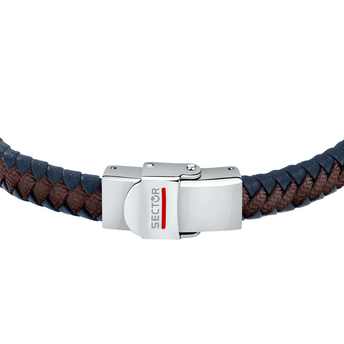 sector bandy bracelet with blue leather and brown nylon 21cm