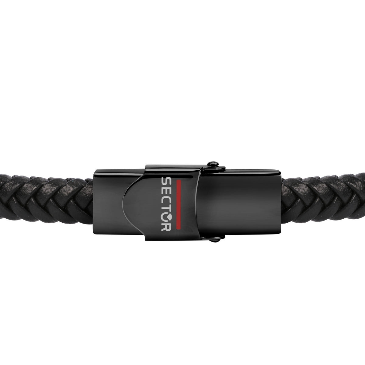 sector bandy bracelet black braided leather black & rg tag