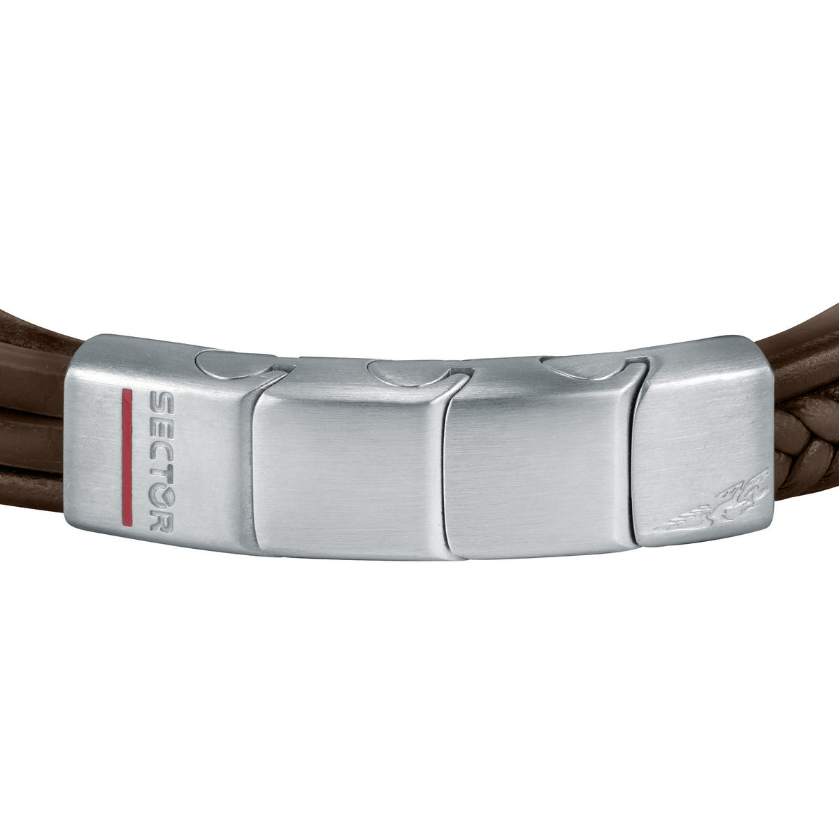 sector bandy bracelet stainless steel & brown leather strap