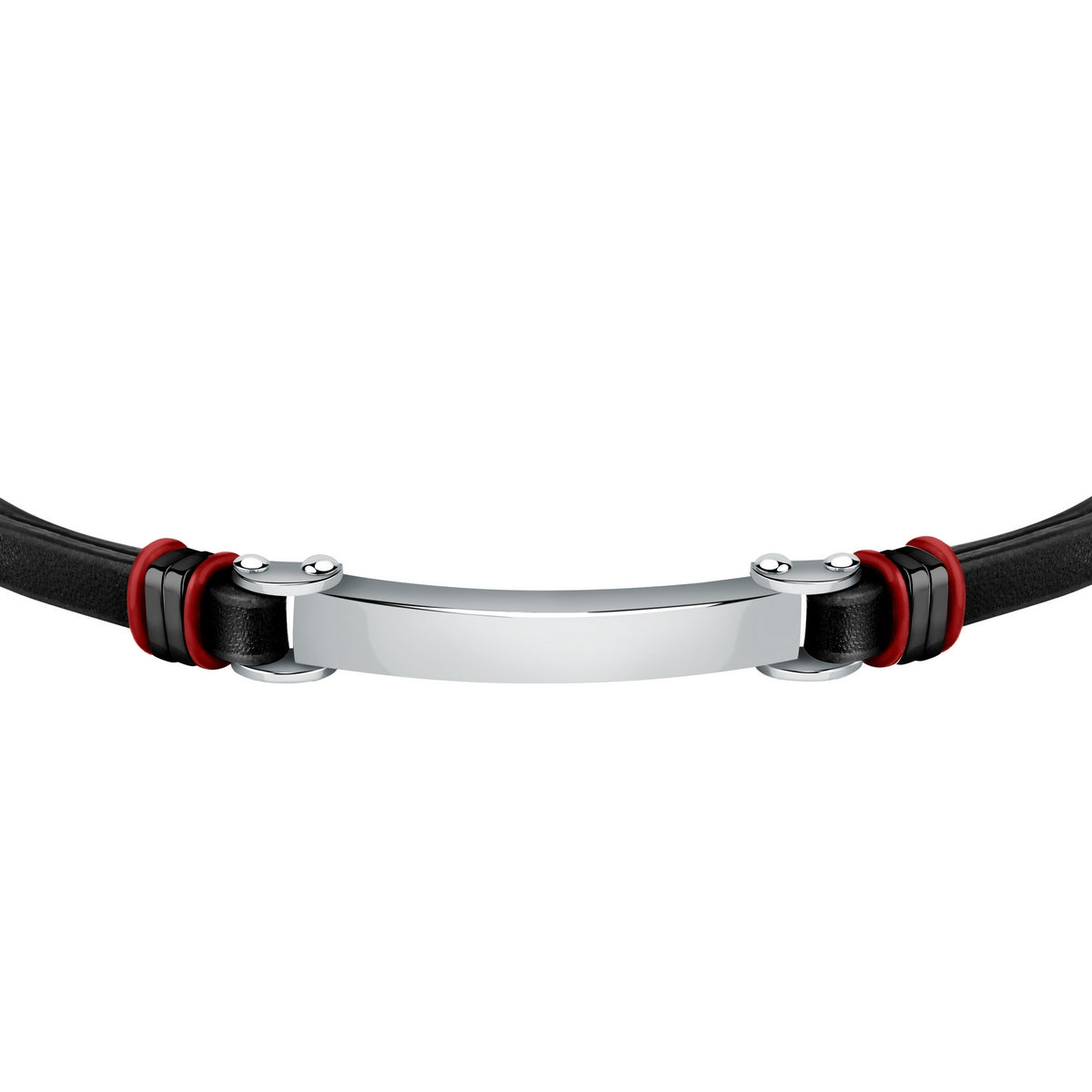 sector bandy bracelet black leather & ip black ring 22cm