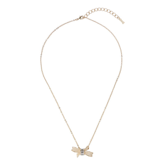 dameka: ribbon bow pendant pale gold/crystal