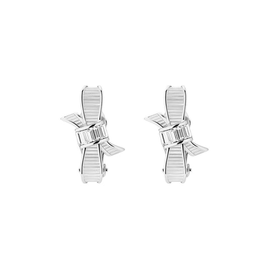 dalika: ribbon bow clip earring silver/crystal