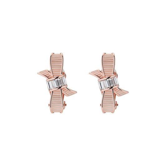 dalika: ribbon bow clip earring rose gold/crystal