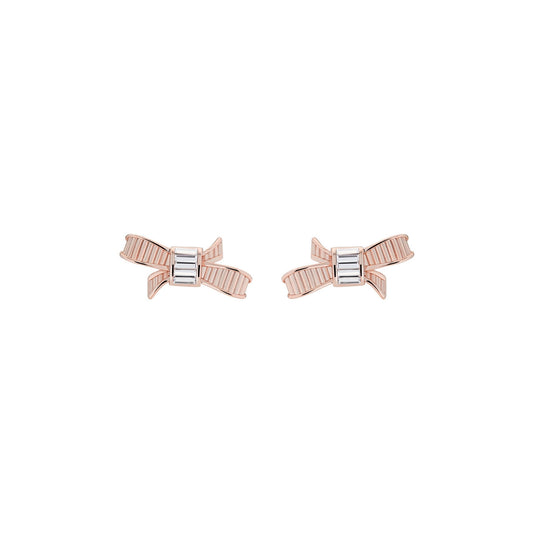 deljcia: mini ribbon bow stud earring rose gold/crystal