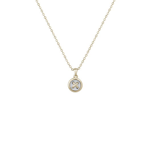 blenra: mother of pearl pendant button pale gold