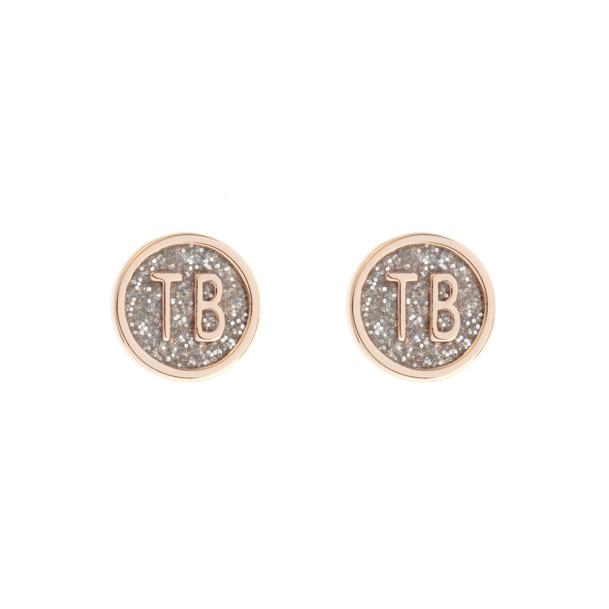ted baker-dolly mix round glitter rose gold stud earring