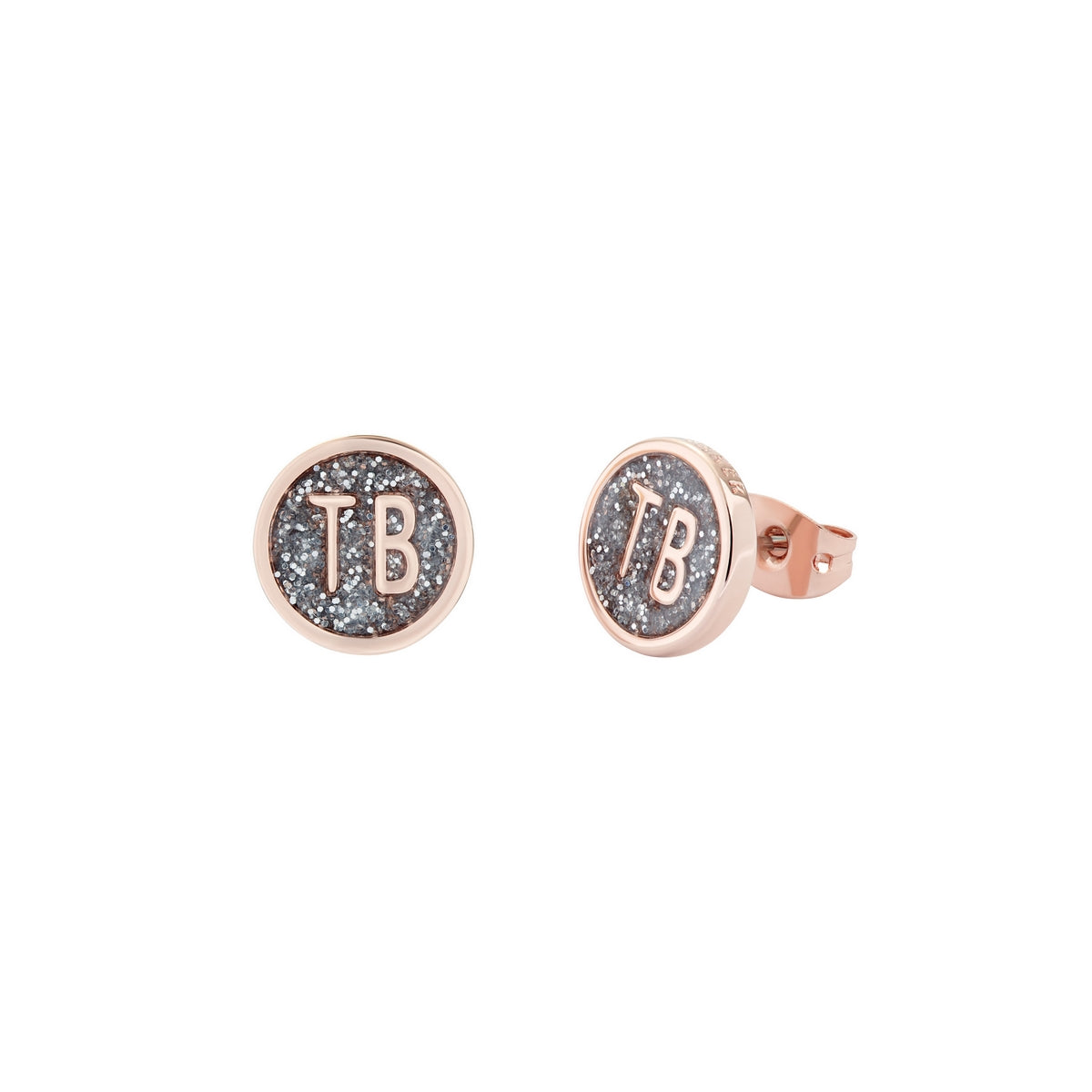 ted baker-dolly mix round glitter rose gold stud earring