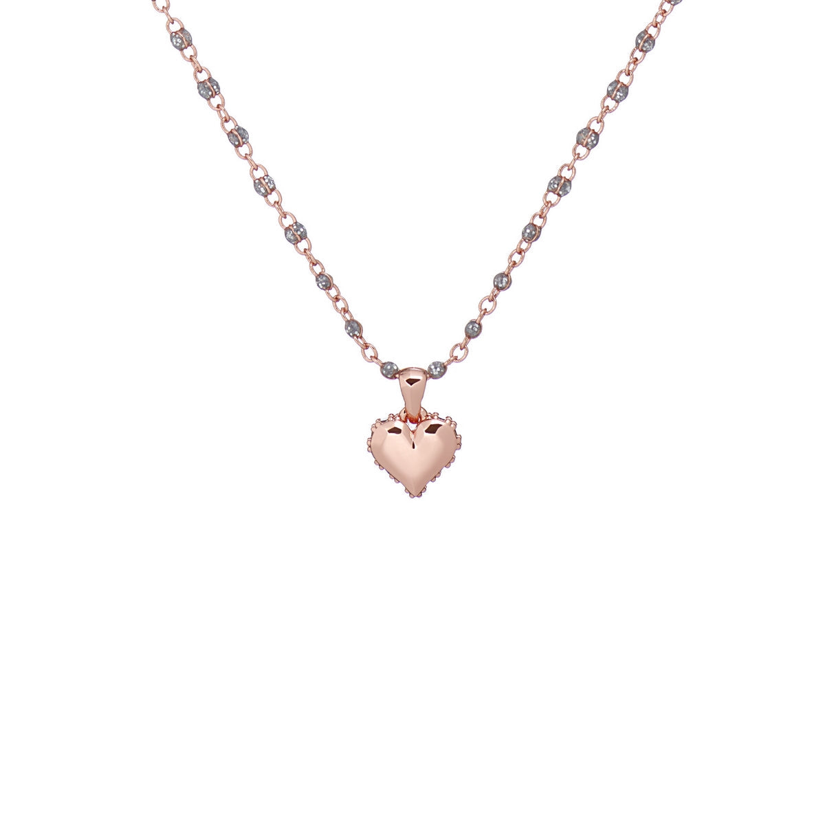 ted baker: sparkle heart enamel chain pendant rose gold silver glitter