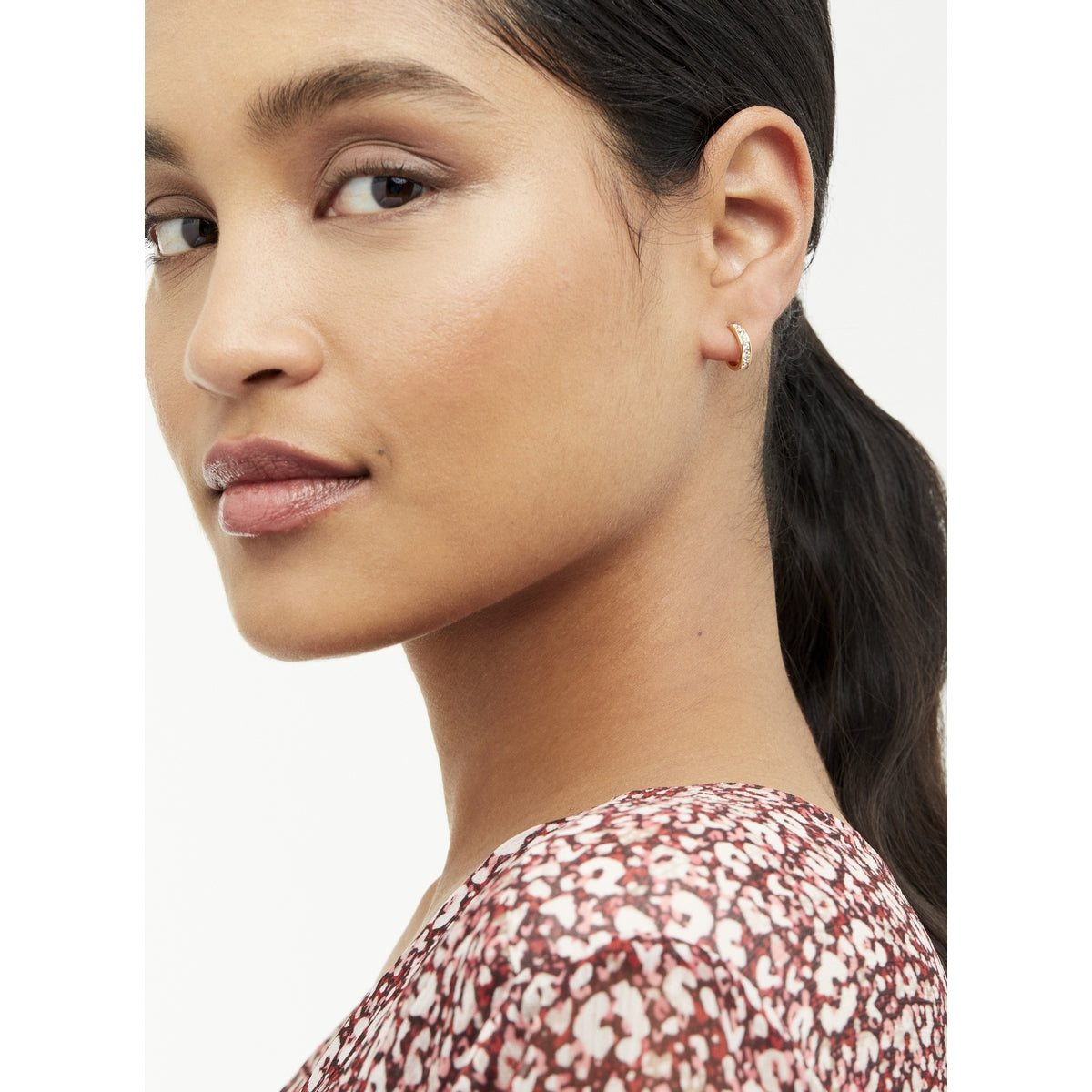 ted baker: nano hoop huggie earring gold clear crystal