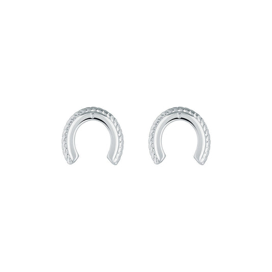 ted bakerlouiee lucky horseshoe stud earring silver tone