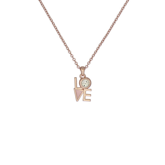 ted baker linnear lo-ve pendant clear crystal baby pink