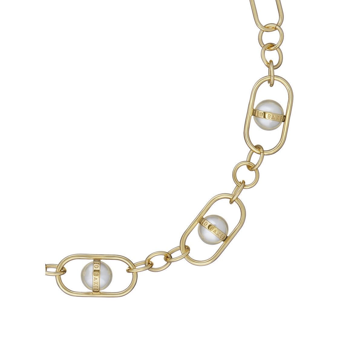 ted baker perriet: statement pearl chain necklace gold tone, pearl