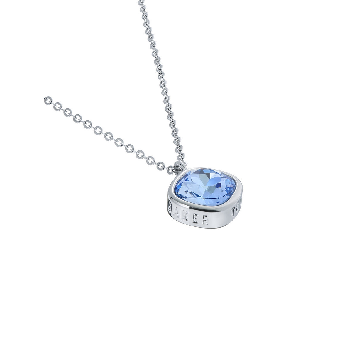 ted baker crastel: crystal pendant necklace silver tone, light blue crystal